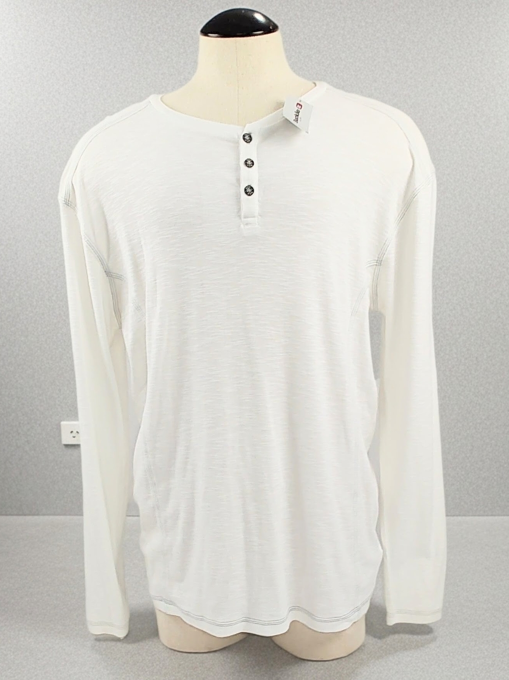 BKE Men's White Henley T-shirt